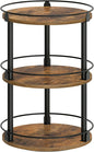 YATINEY 3-Tier Lazy Susan Organizer, Rotating Spice Rack, Spinning Organizer, Industrial Turntable Spice Rack Organizer for Cabinet, Kitchen Countertop, Pantry, Rustic Brown and Black SR23BR