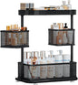 Bathroom Counter Organizer 3 Tier Rotating Cosmetic Holder Standing Shelf Vanity Bedroom Storage Cabinet Bathroom Tray for Countertop Storage Kitchen Spice Rack (Black, 3Tiers)