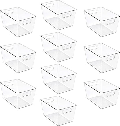 Sorbus Clear Storage Bins, 10 Pack Large Organization Bins with Handles – Clear Storage Containers for Storage, Pantry, Fridge, Cabinet, Closet & Kitchen Organization – BPA-Free Plastic