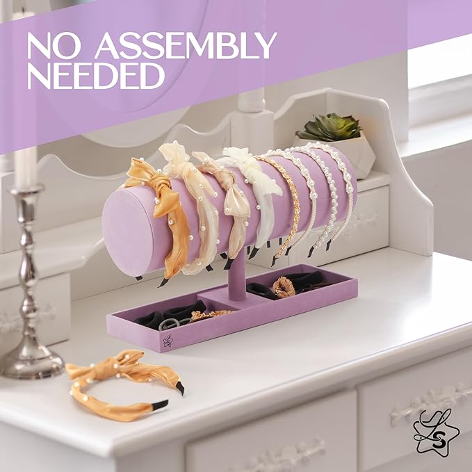 LS Lulu & Summer Headband Holder Organizer - Storage Stand Display Rack for Headbands, Hairband, Disney Ear, Tiara and Hair Accessories in Women and Girls Room (Purple)