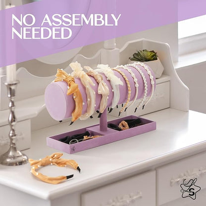 LS Lulu & Summer Headband Holder Organizer - Storage Stand Display Rack for Headbands, Hairband, Disney Ear, Tiara and Hair Accessories in Women and Girls Room (Purple)