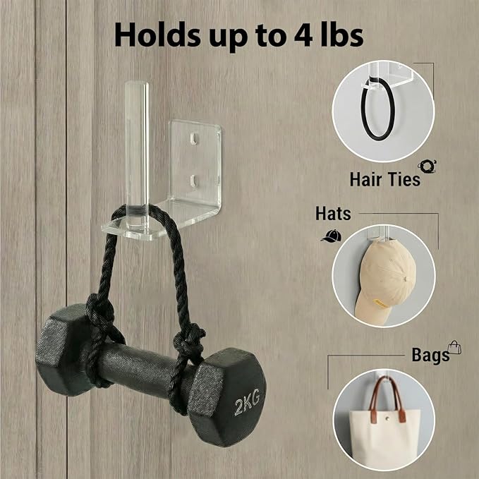 Clear Acrylic Baseball Cap Organizer (2 Pack) - Floating Hat Rack Display Holds 10-15 Hats, L-Shaped Hat Hanger with Adhesive & Screws, Hat Storage for Wall, Door, Closet Decor