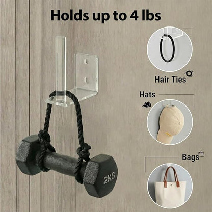 Clear Acrylic Baseball Cap Organizer (2 Pack) - Floating Hat Rack Display Holds 10-15 Hats, L-Shaped Hat Hanger with Adhesive & Screws, Hat Storage for Wall, Door, Closet Decor