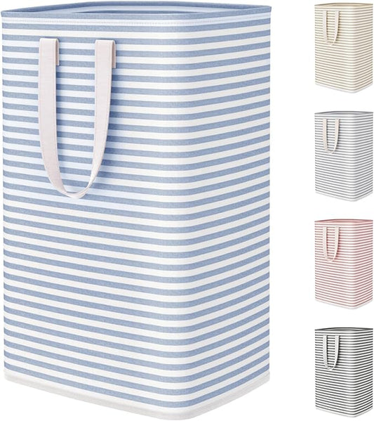Lifewit 75L Large Collapsible Laundry Hamper, Tall Foldable Dirty Clothes Baskets Waterproof, Freestanding Design with Easy Carry Handles in Dorm Bedroom Bathroom College, Dark Blue