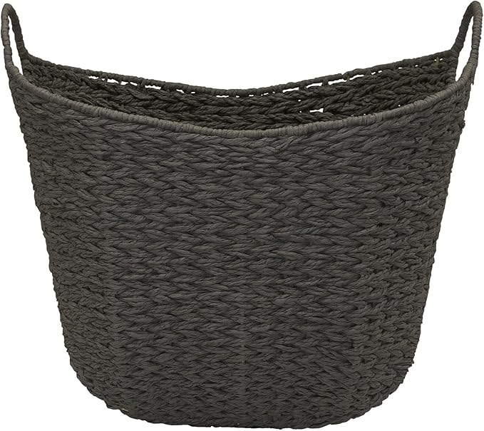 Household Essentials Paper Rope Basket with Handles, Natural Woven Woven Storage Basket, Great for Decoration or Organization