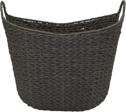 Household Essentials Paper Rope Basket with Handles, Natural Woven Woven Storage Basket, Great for Decoration or Organization