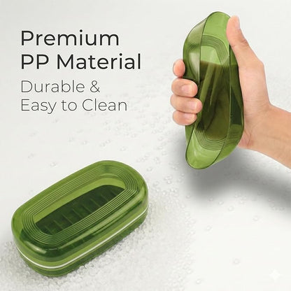 AIMAIAIMAI Shampoo Bar Holder Travel Case for Two Bars – Compatible with Kitsch Solid Shampoo & Conditioner Bars, Large Soap Container for Bathroom or Travel (Green Style A-Large)