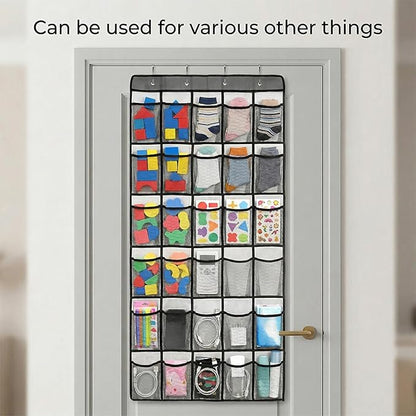 Over the Door Shoe Organizer with 35 Large Pockets Hanging Shoe Rack Storage Holder for Men Women Gray