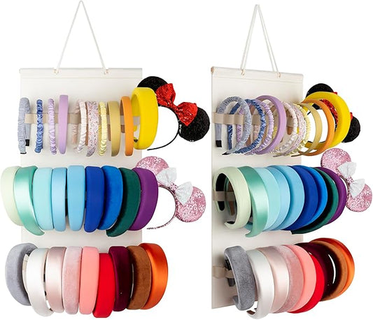 Hanging Headband Holder For Girls,Felt Headband Organizer Headband Storage Holder Organizer For Headband (Without Headbands) (Cream)