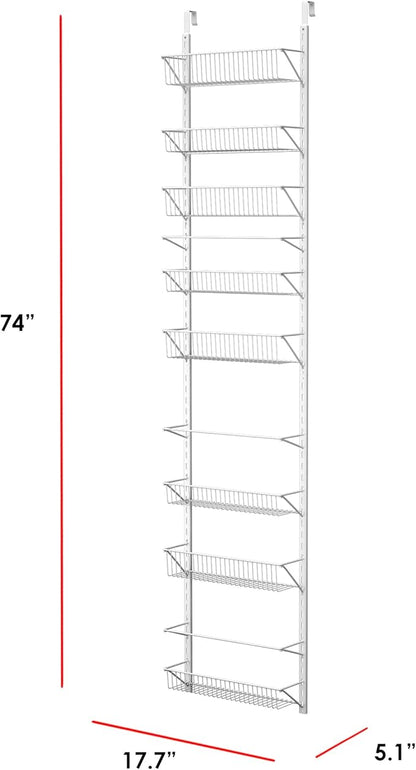 Home-Complete Pantry Over The Door Spice and Jar Rack Organizer - Great Storage Space for Cabinets and Kitchen - Wall Mounted 8 Tier Shelves
