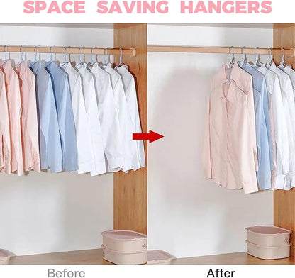 50 PCS Hanger Connector Hooks, Space Saving Hangers, Closet Hanging Organizer for College Dorm Room Essentials, Thickening Upgrade (White-50 Pcs)