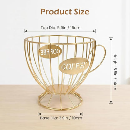 SpaceTime Coffee Pod Holder,Large Capacity Coffee Pod Organizer Cup Holder ,Sturdy Coffee Coffee Basket for Counter Kitchen and Office Desktop,Versatile Metal Pods Storage,Coffee Bar Accessory (Black)
