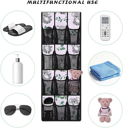 Koala Over the Door Shoe Organizer, Clear Hanging Shoe Rack Holder with 24 Pockets, Foldable Shoe Storage for Slippers, Sandals, High Heels, Sneakers or Accessories