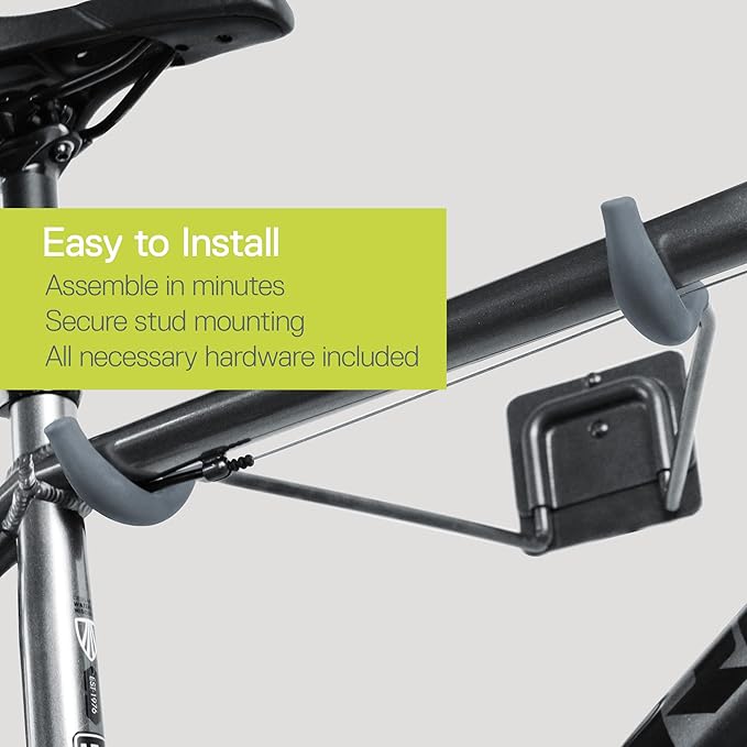 Delta Cycle 2 Bike Rack Garage - Foldable Bicycle Wall Mount Hanger with Storage Shelf Holds Up to 65 lbs