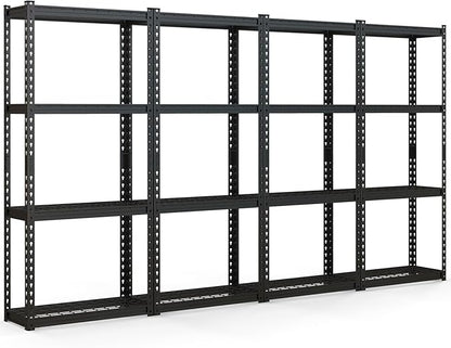 Goplus 4-Tier Metal Shelving Unit, 4 Pack Heavy Duty Wire Storage Rack with Anti-Slip Foot Pads, Height Adjustable Shelves for Warehouse, Kitchen, Living Room, Garage, 12" D x 27.5" W x 60" H