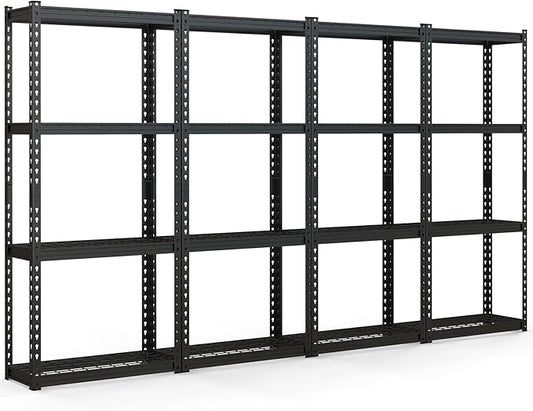 Goplus 4-Tier Metal Shelving Unit, 4 Pack Heavy Duty Wire Storage Rack with Anti-Slip Foot Pads, Height Adjustable Shelves for Warehouse, Kitchen, Living Room, Garage, 12" D x 27.5" W x 60" H