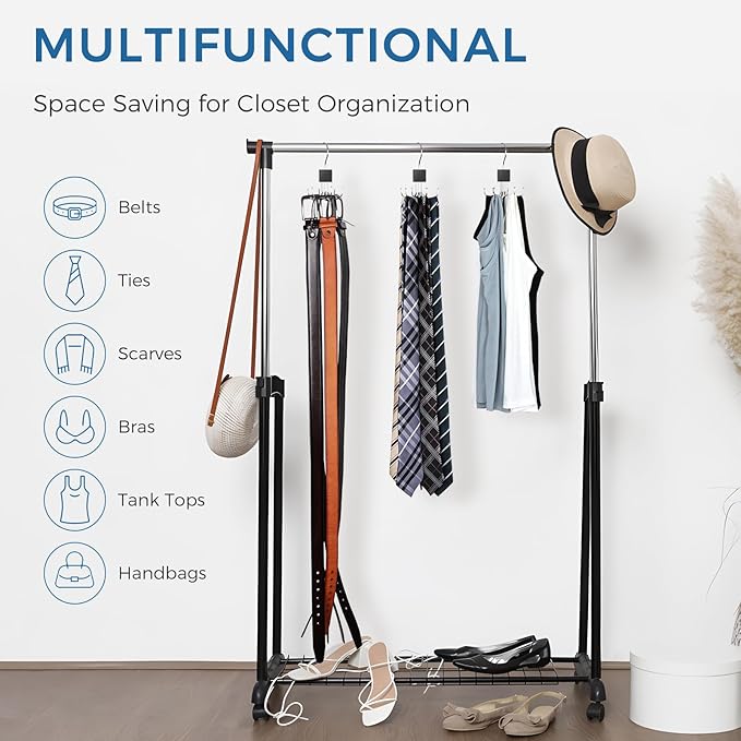 1 Pack Belt Hanger, Belt Organizer for Closet 360° Rotatable Max 24 Belt Storage Space Saving Closet Organizers and Storage