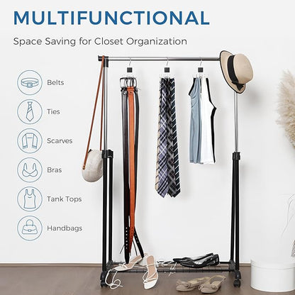 Belt Hanger, Belt Organizer for Closet 360° Rotatable Max 24 Belt Storage Space Saving Closet Organizers and Storage for Belt, Bra, Tank Top, Tie, Scarf, Purse 3Pcs
