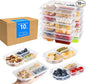 TAIHUIMY 9oz Reusable Snack Containers with Lids for Kid, New 3 Compartment Large Capacity Condiment Portion Control Meal Prep Containers for School lunch, Go out Travel, Party (10, 9, ounces)