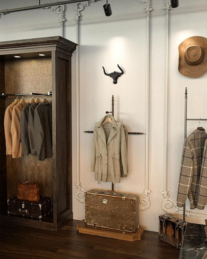 Cowboy Hat Rack for Wall 4 Pack Western Longhorn Cowboy Hat Holder Cast Iron Vintage Rustic Cowboy Hat Hanger Hat Hooks for Storage Display Closet Bedroom Living Room Rust Men's Gift