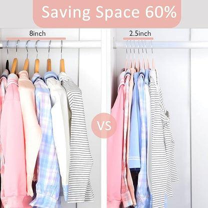 ManGotree 14 Inch Kids Velvet Hangers for Closet, Ultra-Thin Space Saving Children's Clothes Hangers, Non-Slip Felt Toddler Hanger for Youth's Clothes (66 Pack, Light Pink)