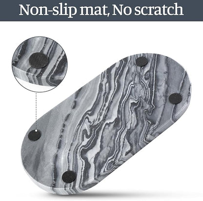 Koville Natural Marble Tray, 12"x6" Decorative Tray for Countertop, Catchall for Perfume, Candles, Jewelry Dish Elephant Grey