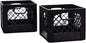 Plastic Milk Crate Storage Tote with Handles, 16-Quart Stackable Cube Organizer for Garage, Home, and Office, Made in the USA, 13" x 13" x 11" (2-Pack) - Black