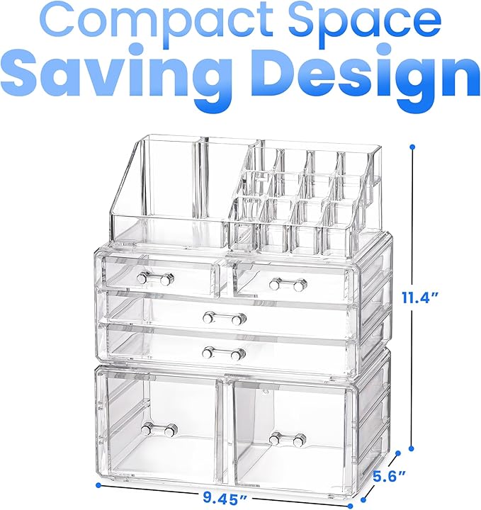 Masirs Clear Cosmetic Storage Organizer, Classy Design, Versatile, Simplifies Your Life