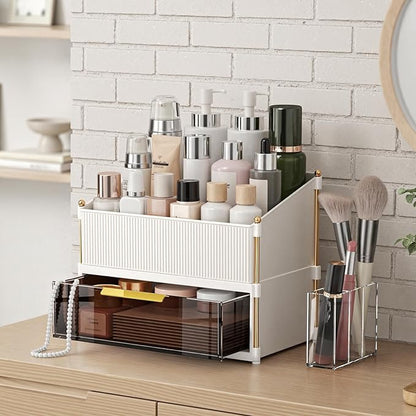 Modular Makeup Organizer, Clear Acrylic Cosmetic Storage Box with Drawer, Vanity Countertop Organizer for Makeup, Skincare and Beauty Accessories – Multiple Styles