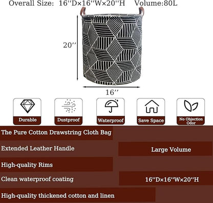 Waterproof Laundry Hamper Collapsible Laundry Basket Leather Handle Laundry Bag Large Clothes Storage Toy Organization for Bathroom Bedroom Laundryroom College Dorms (92-Satisfied laundry hampers)