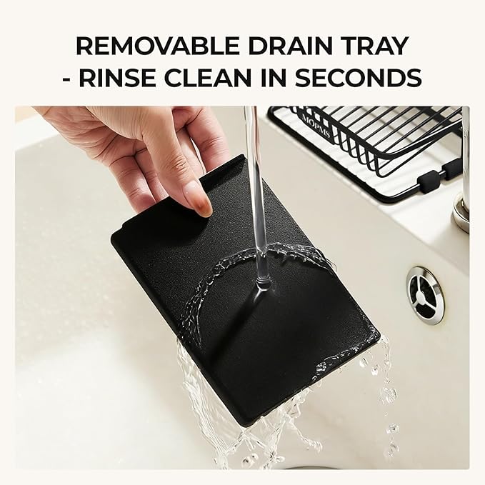 Self Draining Soap Dish, Carbon Steel Bar Soap Holder for Shower, Waterfall Design Soap Saver for Bathroom, Kicthen Sink and Countertop