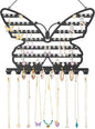 NiHome Butterfly Wall Mounted Jewelry Organizer, Decorative Metal Earring and Necklace Holder for Bedroom, Vanity, or Closet, Stylish Organizer with Easy Hanging for Fashion Lovers (Black)