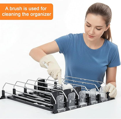 Drink Organizer For Fridge Large Capacity 5 Rows Soda Can Organizer, Automatic Pusher Glide with Removable Dividers For Drink Organizer, Can Holders For Fridge, Space-Saving Can Dispenser For Kitchen