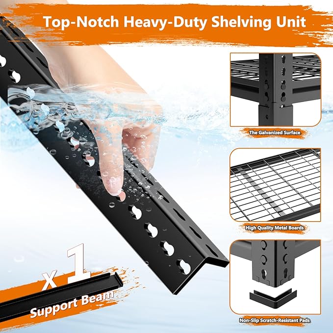 Storage Shelves Heavy Duty 3 PCS, 48"L x 18"W x 60"H Garage Wire Shelving Unit Loads 2640LBS, 4-tier Adjustable Metal Industrial Utility Shelf Rack for Kitchen, Laundry, Pantry, Warehouse, Basement