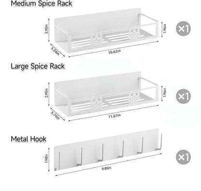 Magnetic Spice Rack,Magnetic Shelf for Fridge,Spice Organizer,Fridge Organizer,Kitchen Storage Organization with Magnetic Hooks,Owl Home Decor(White)