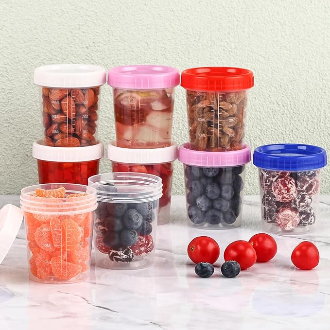 XSEINO 24 Pack 4 Oz Freezer Storage Containers with Lids, Soup Containers with Lids, Airtight Condiment Cups for Salad Dressing, Meal Prep, Snack, BPA Free, Leakproof, Microwave & Dishwasher Safe