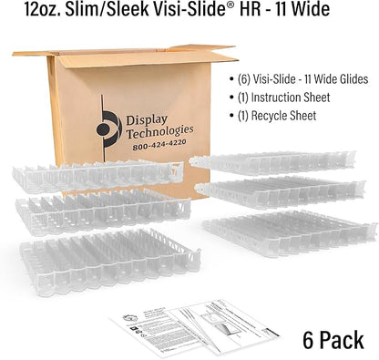 Display Technologies Visi-Slide Drink Organizer for Fridge - 12oz Slim Can Gravity Fed Shelves (Pack of 6)