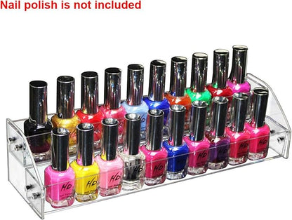 Nail Polish Organizer,2 Tier Clear Acrylic Nail Polish Holder,Trapezoid Nail Polish Display Rack Storage Rack,Storage Display Holder Table Stand,for Nail Polish Essential Oil Makeup