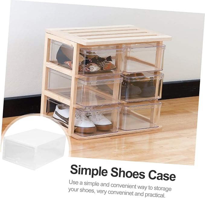 Ciieeo 6 Pcs Sturdy Plastic Shoe Storage Box Lid Drawer Type Organizer for Home Use Dustproof and Stackable Shoe Container