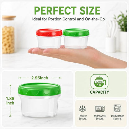 EONJOE 4oz Plastic Containers with Lids Reusable Dishwasher Freezer Safe Airtight,12-Pack