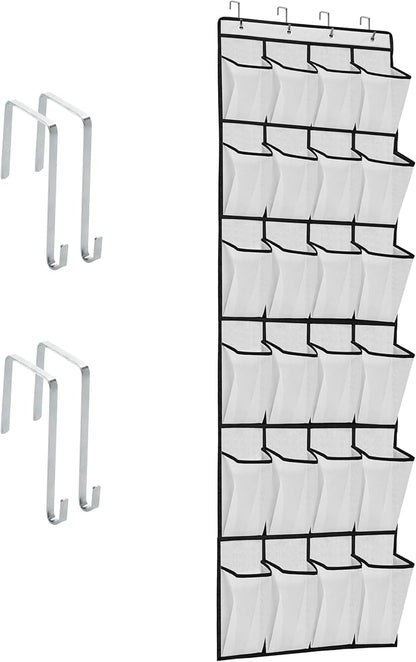 ZHXNBXX Over The Door Shoe Organizers with 24 Mesh Pockets Shoe Organizer Storage Hanging SimpleHouseware Shoe Holder for Rack (White)