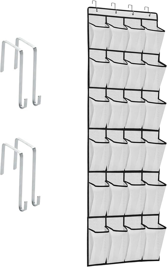 ZHXNBXX Over The Door Shoe Organizers with 24 Mesh Pockets Shoe Organizer Storage Hanging SimpleHouseware Shoe Holder for Rack (White)
