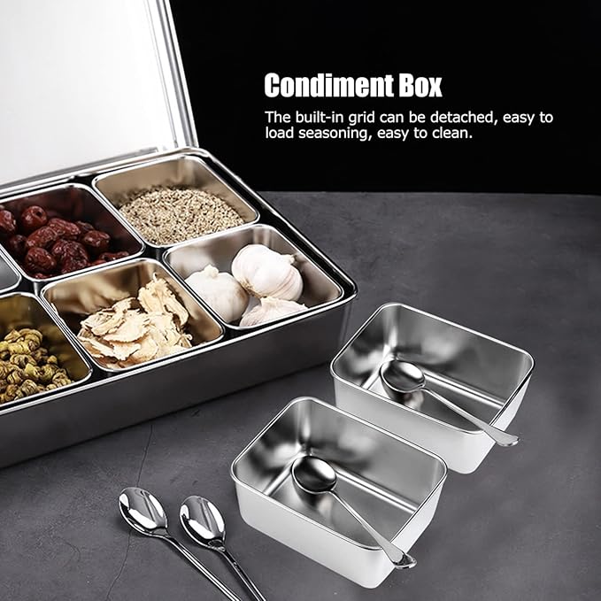 Seasoning Jar Spice Box, Spice Jar With 8 Compartments, Seasoning Box Condiment Storage Containers for Seasoning, Snacks, Flour, Dry Goods