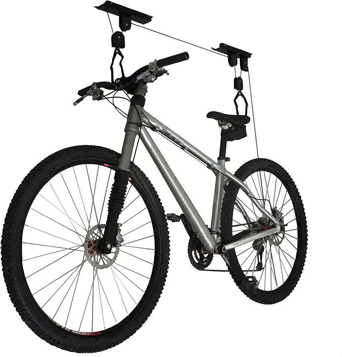 Bike Hanger - Overhead Hoist Pulley System with 100lb Capacity for Bicycles or Ladders - Secure Garage Ceiling Storage by Rad Sportz