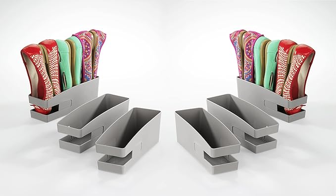 Wenko Holder for Ballet Flats, Shoe Stacker, Set of 6, Polypropylene, Gray, 9 x 9.5 x 26.5 cm
