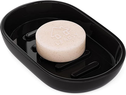 Bathroom Soap Dishes, Not Plastic！White Soap Dishes for Bar Soap, Bamboo Soap Dishes Holder for Bathroom Shower, Bathroom Sink Soap Dish (Black)