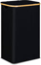 100L Laundry Hamper with Lid, Lagre Basket with Bamboo Handles,Foldable Clothes Hamper Tall Dirty Laundry Basket for Clothes Toys Towels Organizing,Black
