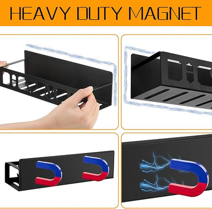 Beeveer 2 Pack Home Magnetic Spice Rack for Refrigerator Metal Magnet Basket Shelf for Fridge Seasoning Storage Organizers Home Decor Kitchen Accessories(Black)