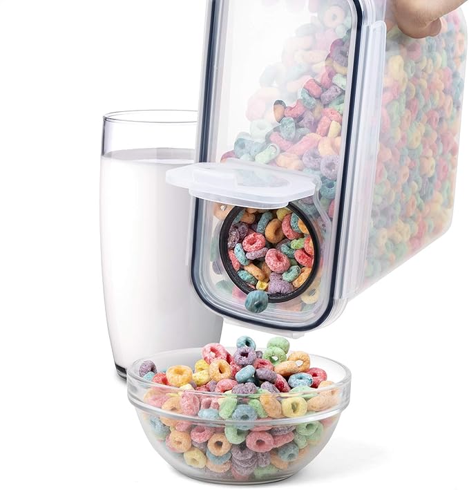 FOOYOO Cereal Containers Storage Set - 3 Piece Airtight Large Dry Cereal Container (135.2oz), BPA Free Dispenser Plastic Cereal Storage Containers with 16 Labels & Pen