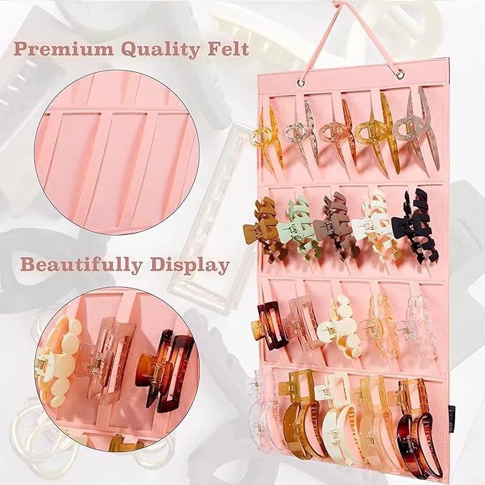 Claw Clip Organizer Stand Pink Hanging Hair Claw Clips Organizer Gifts for Girls Pack of 1 180g 25"